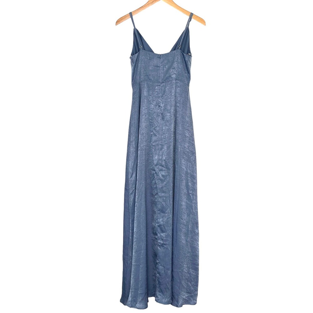 SOLD Lulus Constantine Slate Blue Satin Maxi Dress Gown Old Hollywood Medium - Picture 5 of 11